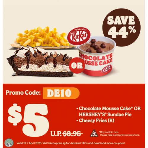 Indulge in dessert and fries with 44% savings!