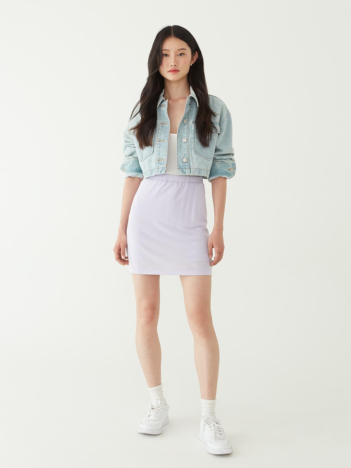 High Waist Elastic Skirt - Lilac