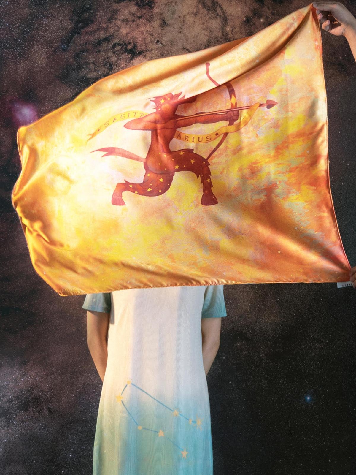 Sagittarius Zodiac Scarf - Orange