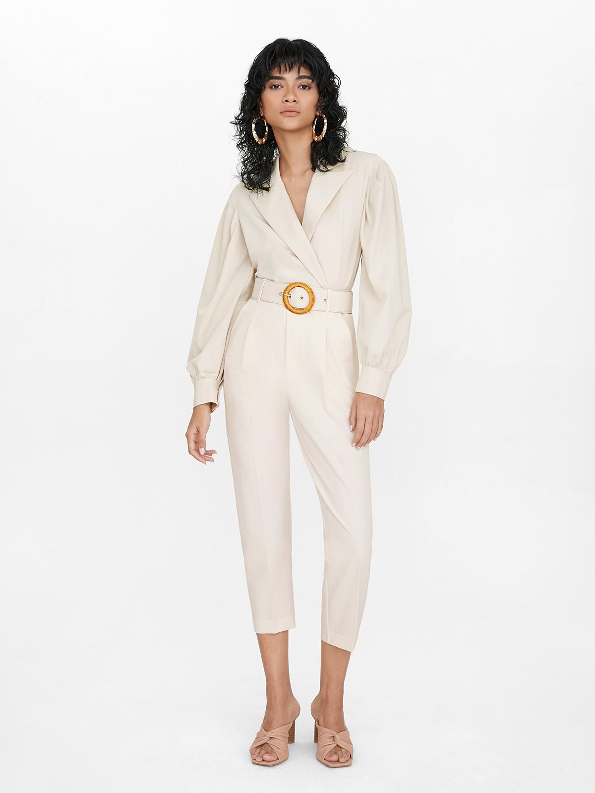 Oversized Double Button Blazer - Cream