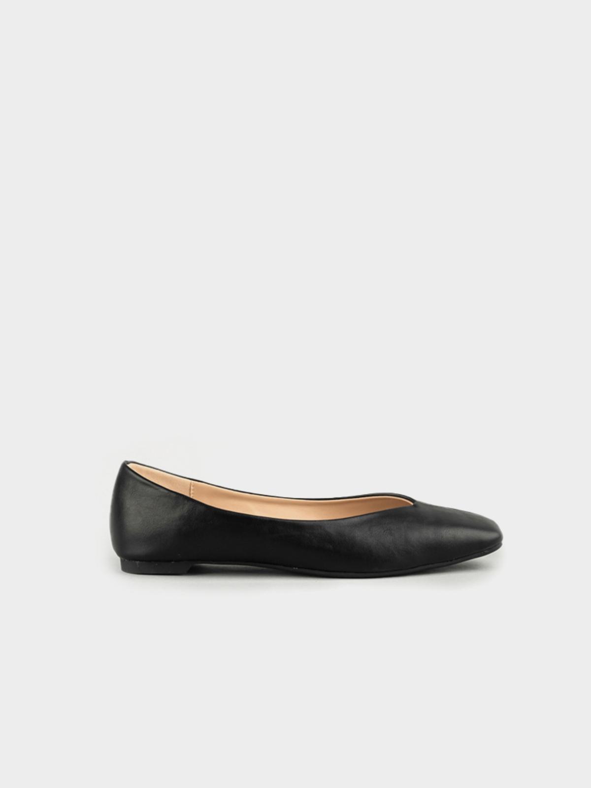 Square Toe Flat Pump - Black