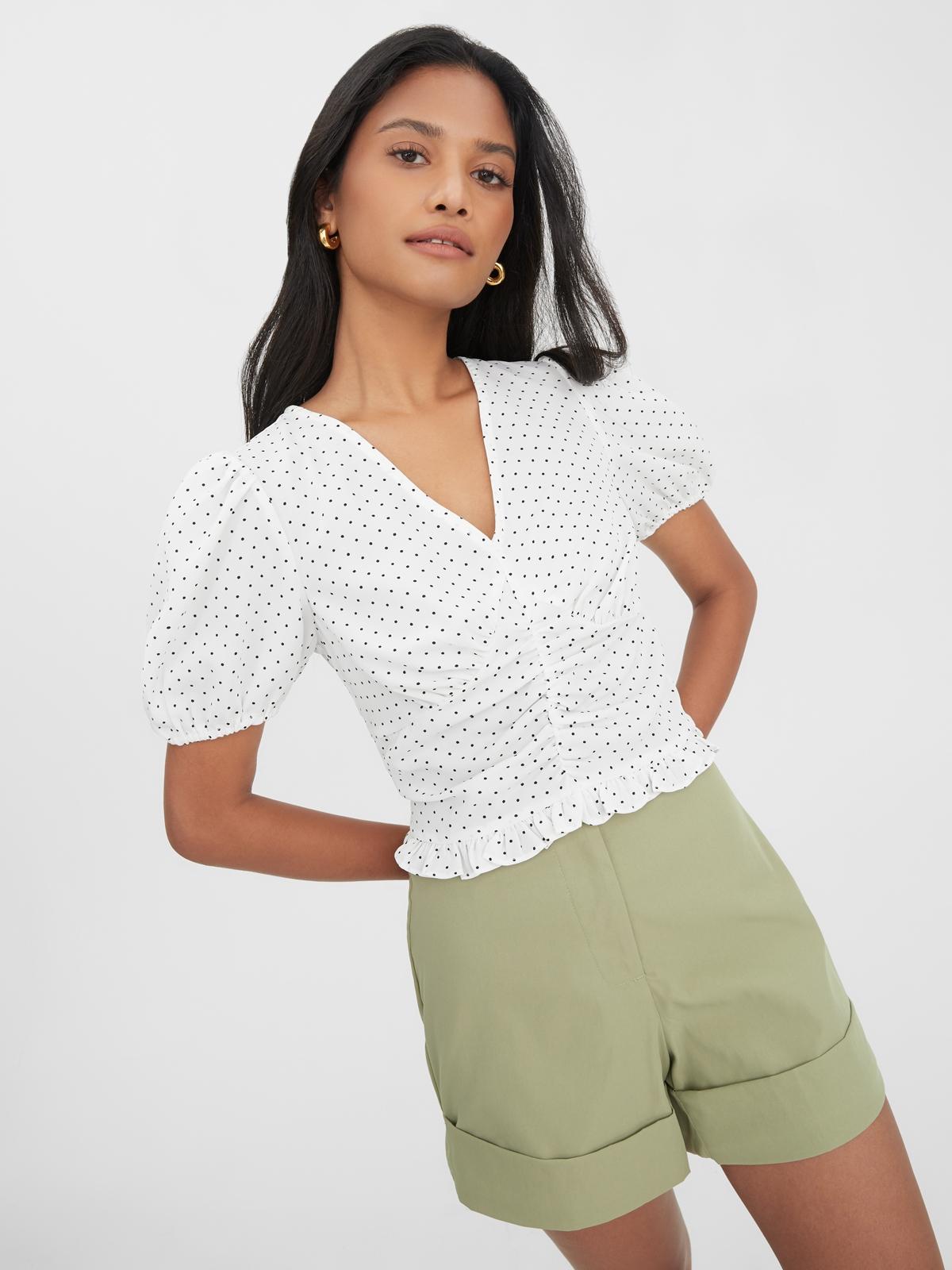 Puffed Sleeve Crop Top - White
