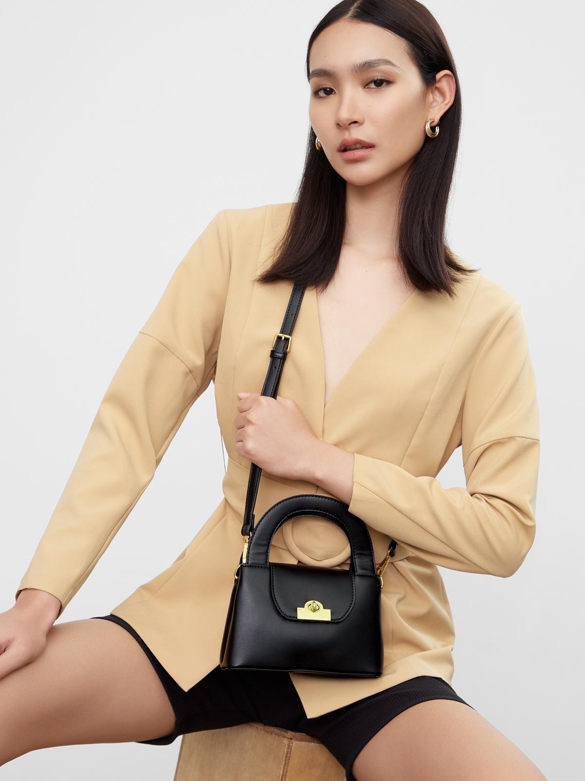 Mini Top Handle Cross Body Bag - Black