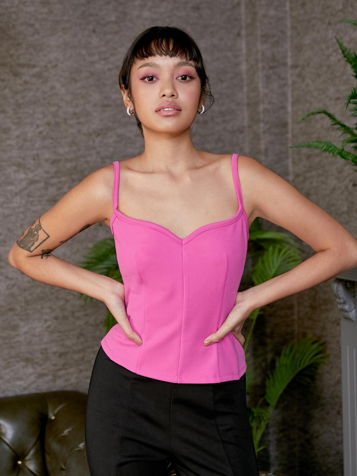 Corset Style Tank Top - Pink