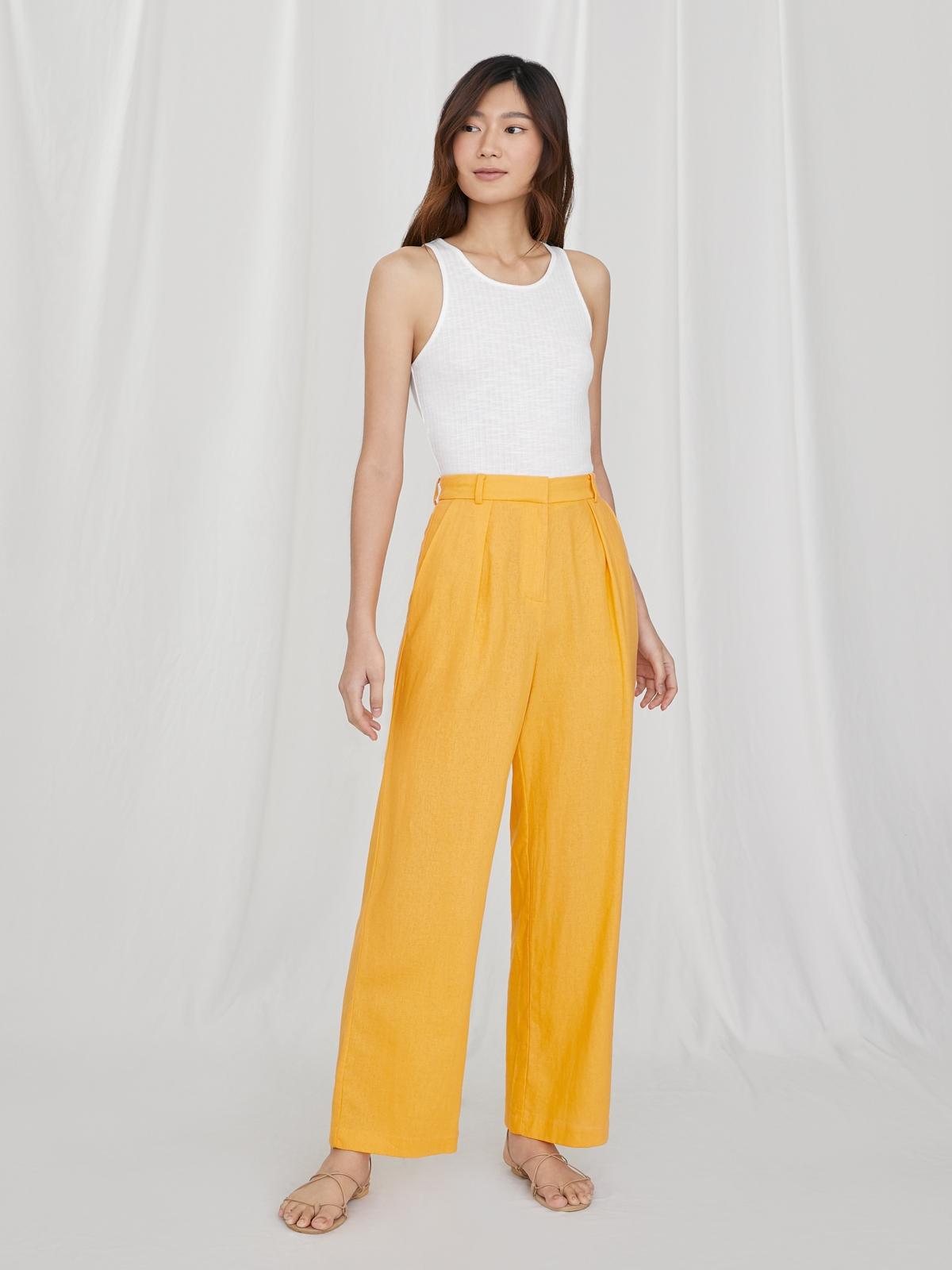 Purpose Wide Leg Pleated Pants - Orange