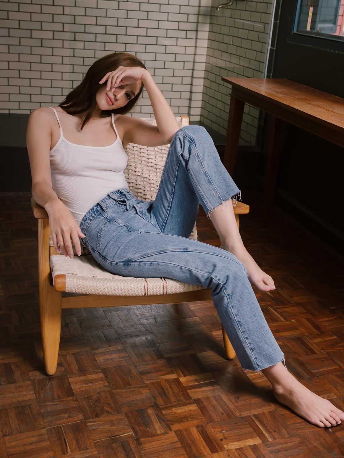 Sustainable Organic Cotton Stitched Jeans - Light Blue