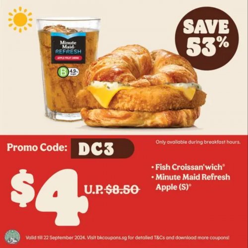 Fish Croissan'wich® & Minute Maid Refresh Apple (S) for only $4
