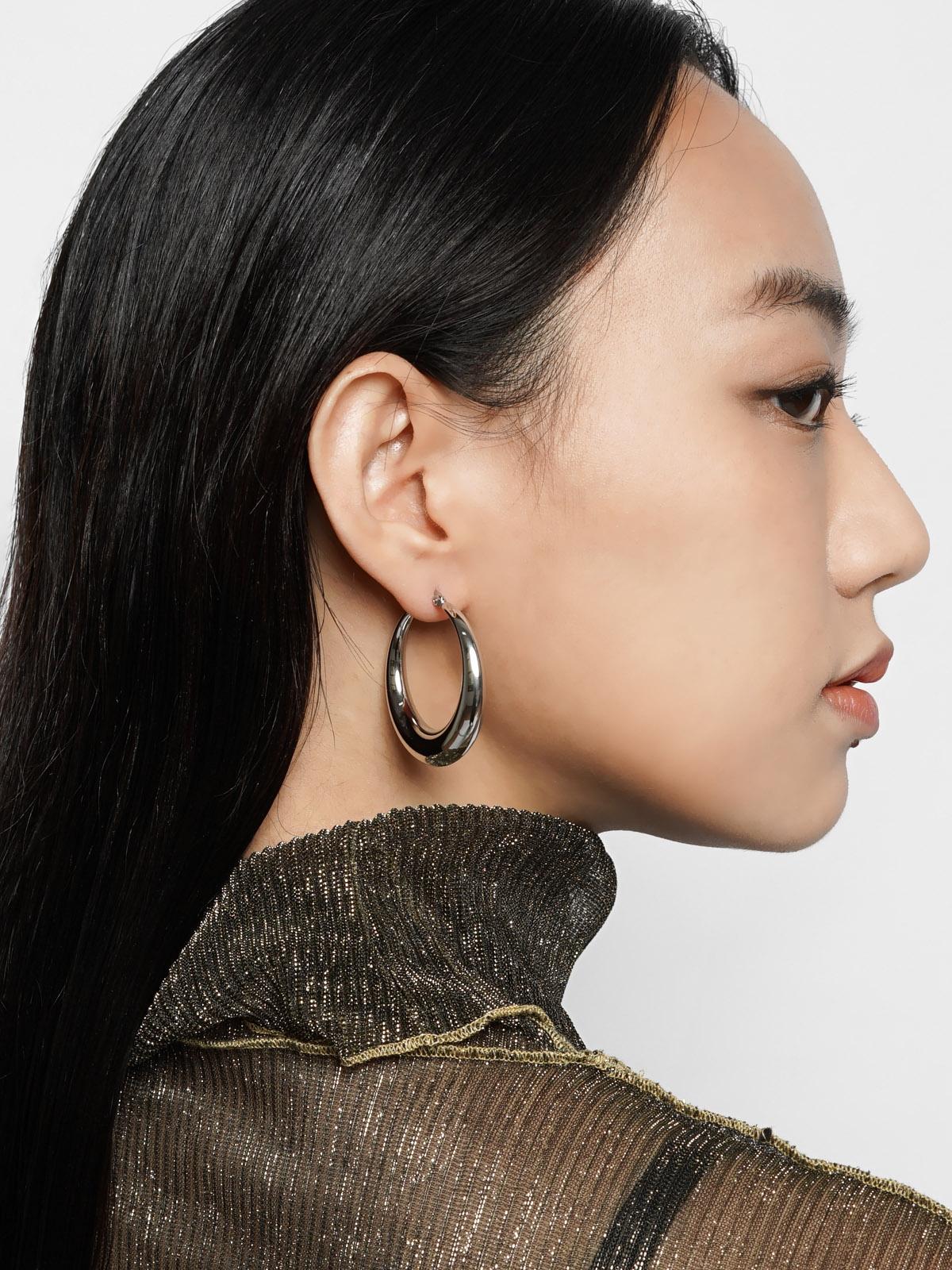 Titanium Classic Hoop Earrings - Silver