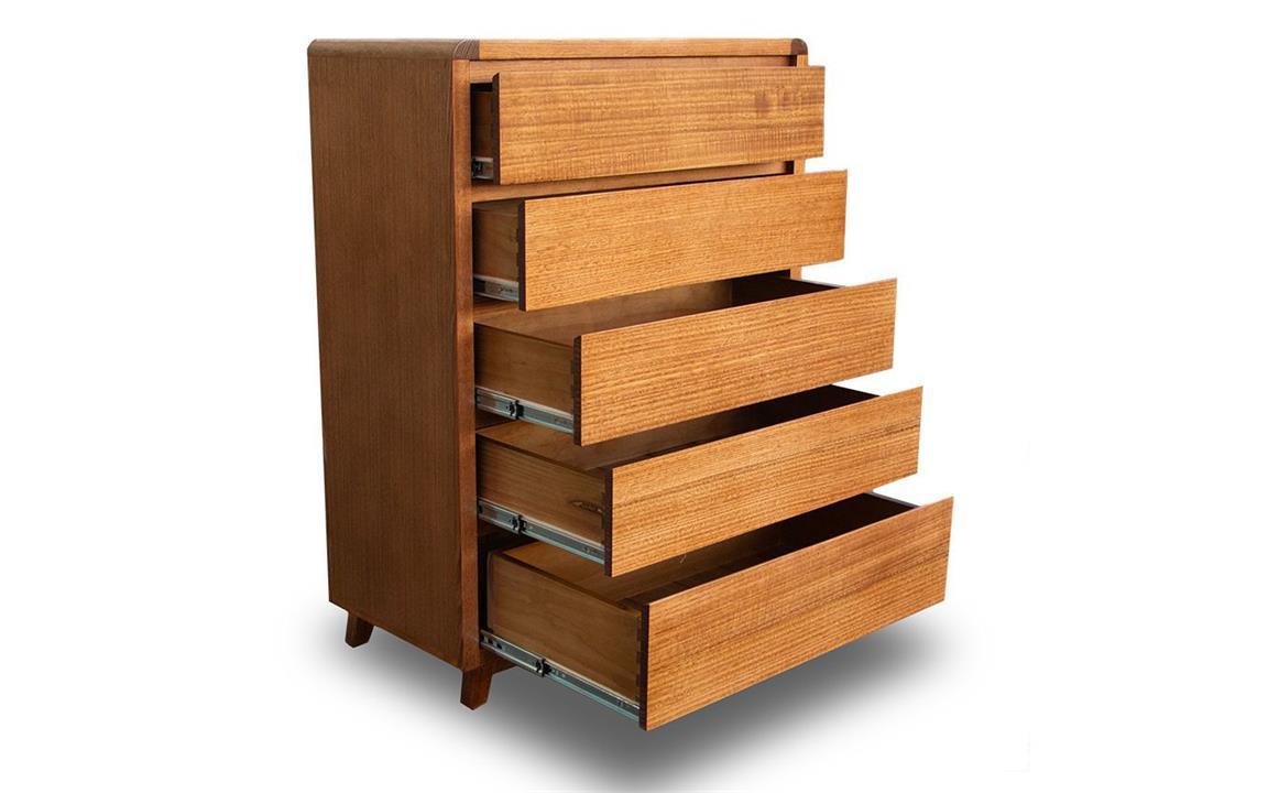 Hasena custom timber 5 drawer tallboy