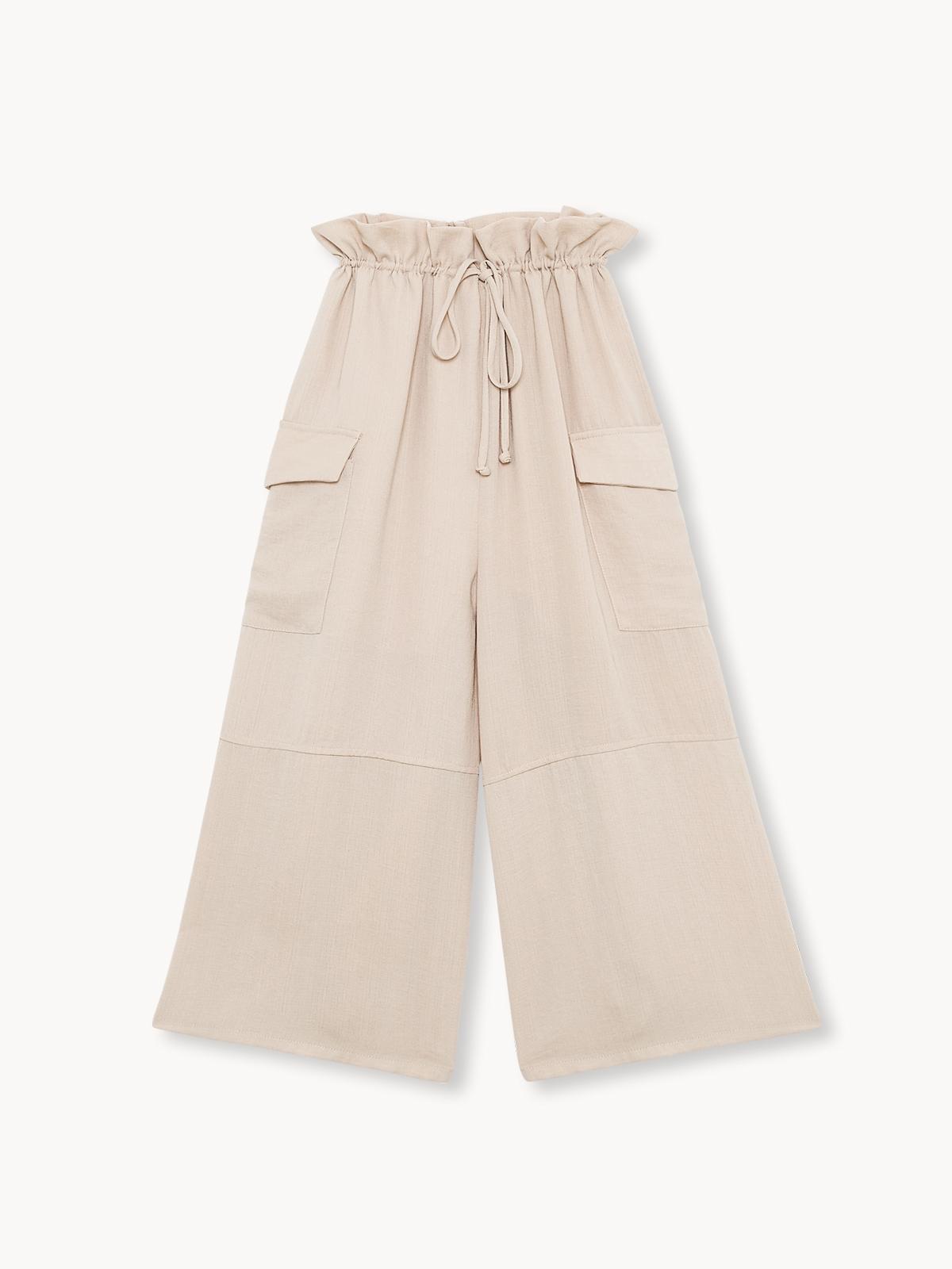 Drawstring Wide Leg Pants - Light Pink