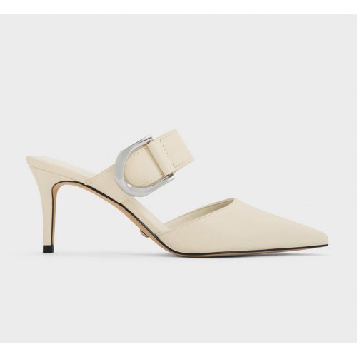  Gabine Leather Mule Pumps - Chalk 