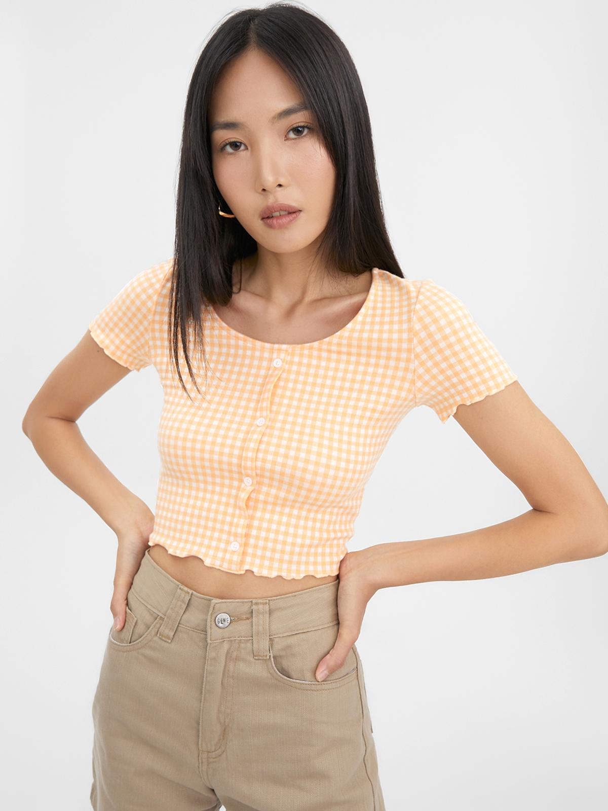 Ribbed Crop Tops - Pastel Orange