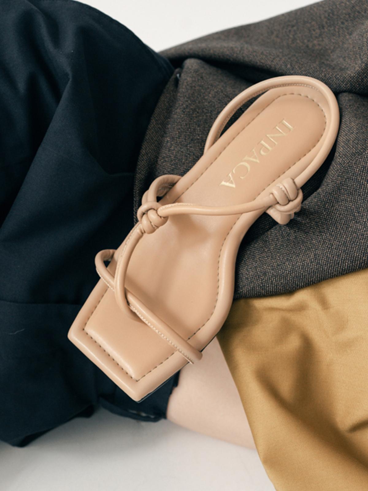 Brielle Knot Strap Sandals - Walnut