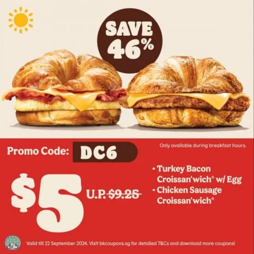 Enjoy 2 Croissan'wich® for just $5!