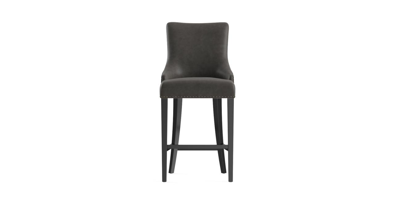Zoe Leather Bar Stool Black Solid Beech Slate 72
