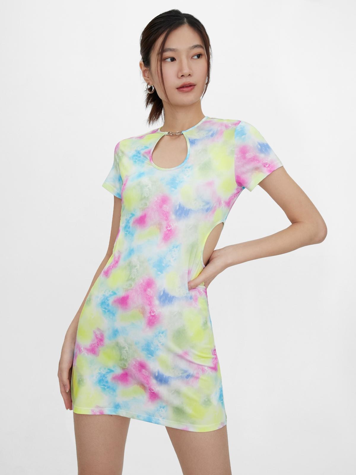 Open Side Mini Dress - Yellow