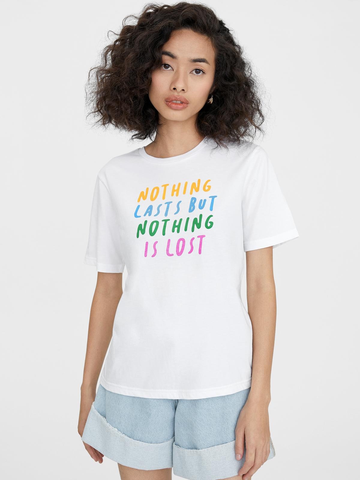 Sustainable Nothing Last But Nothing Is Lost Organic Graphic Tee - White