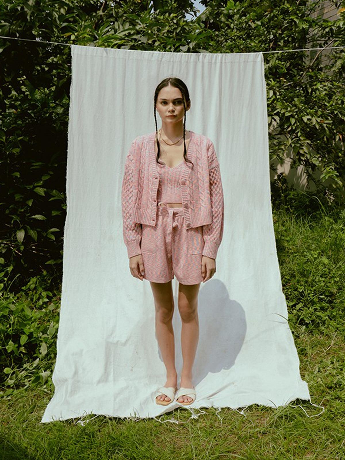 Faye Cable Knit Cardigan - Candy Pink