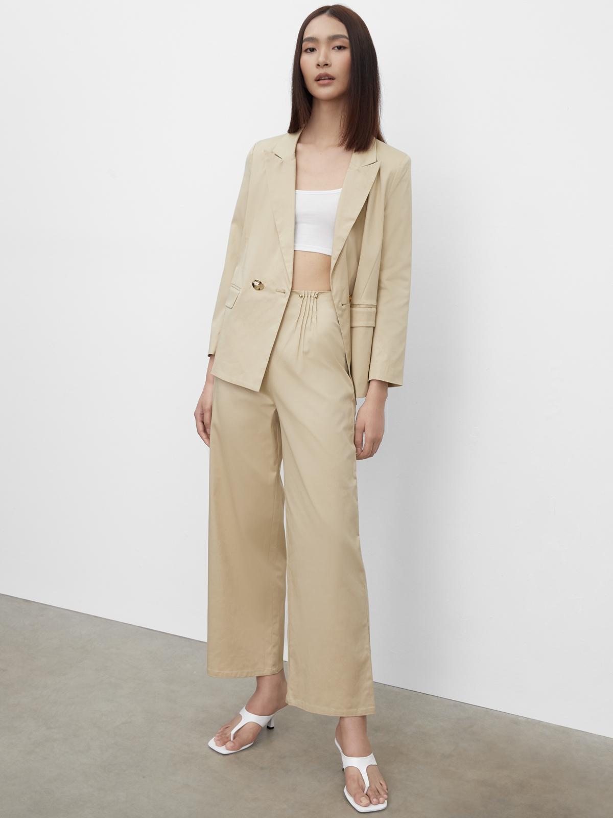Sustainable High Waist Trousers - Beige