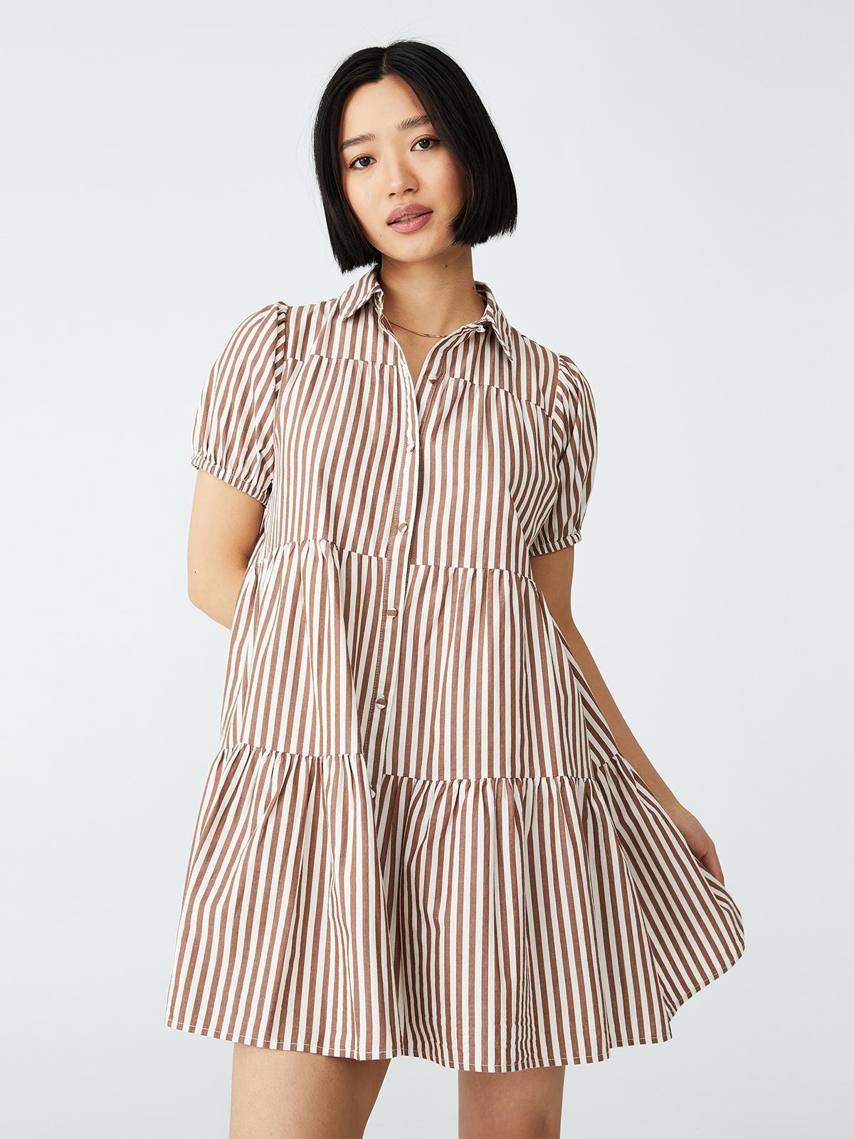 Woven Petite Nikki Mini Hayley Stripe - Leaf Brown