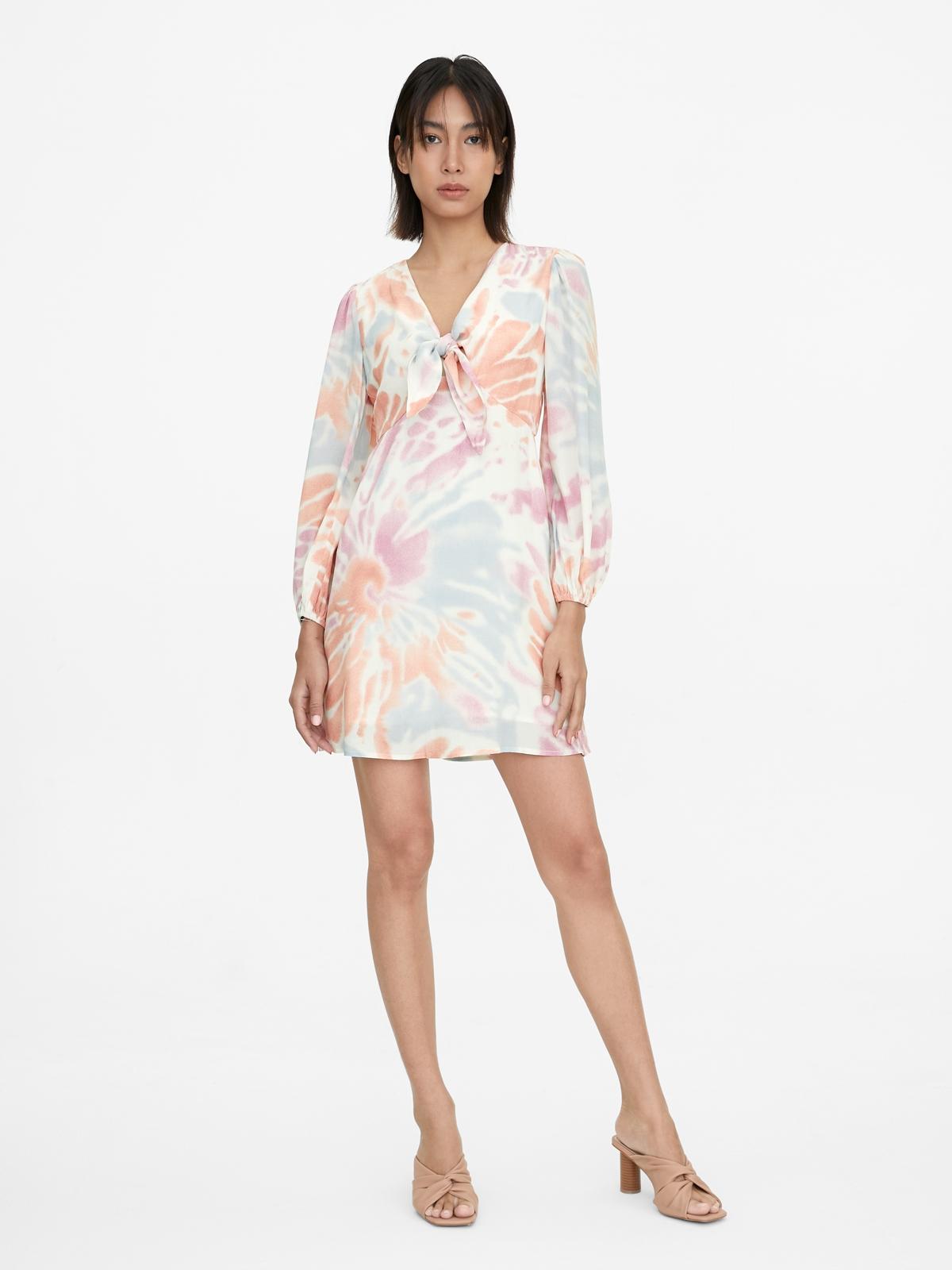 Front Bow Tie Dye Dress - Pink