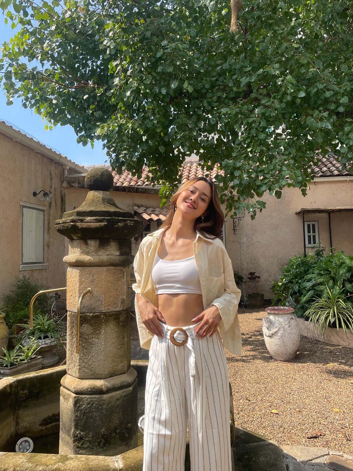 High Waist Striped Pants - White