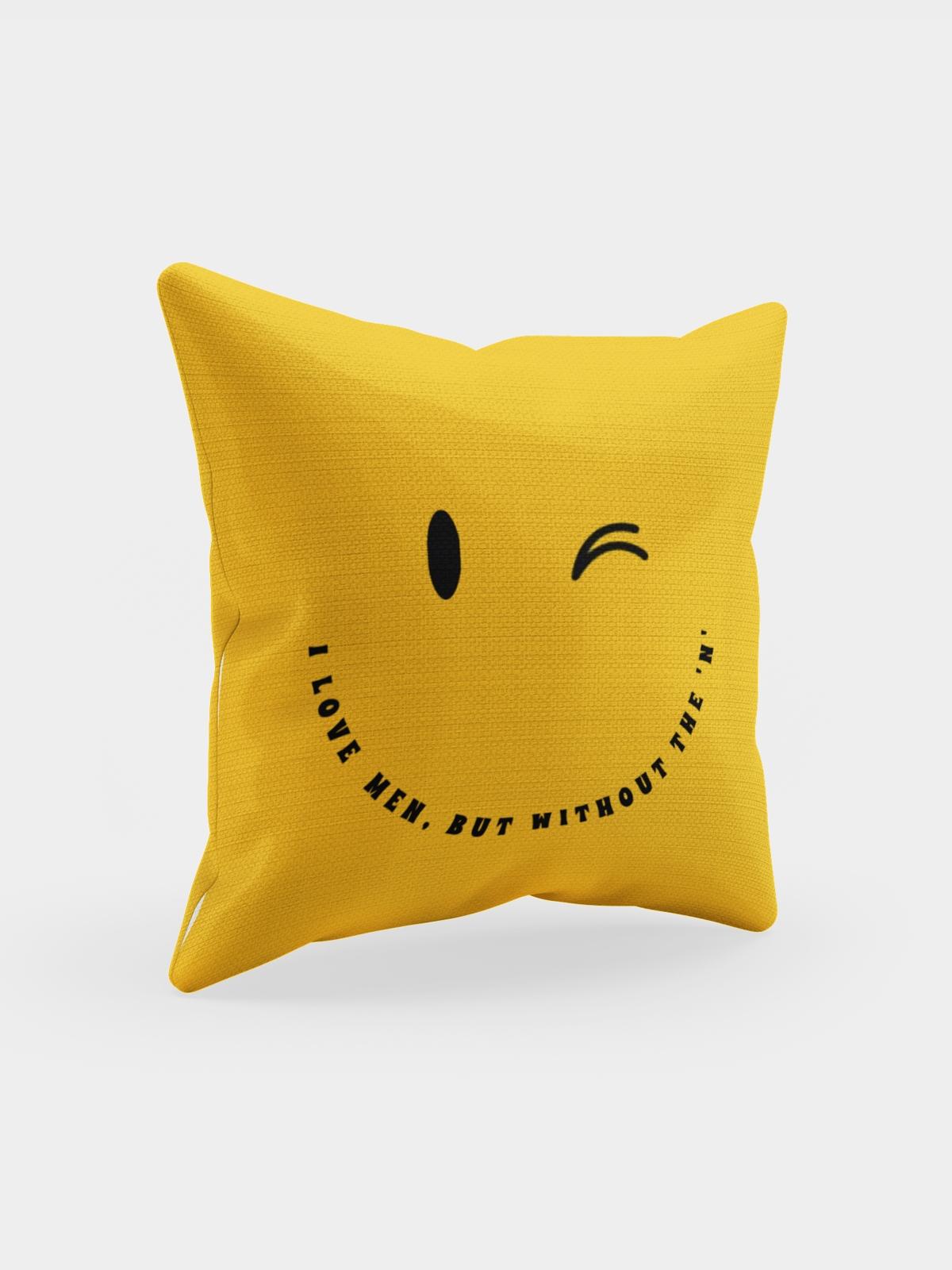 I Love Men Cushion Cover - Yellow