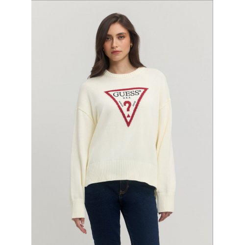 Guess jeans long sleeve crew neck big triangle sweater