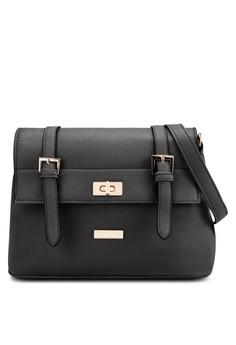 Unisa Saffiano Texture Mini Sling Bag With Turn Lock