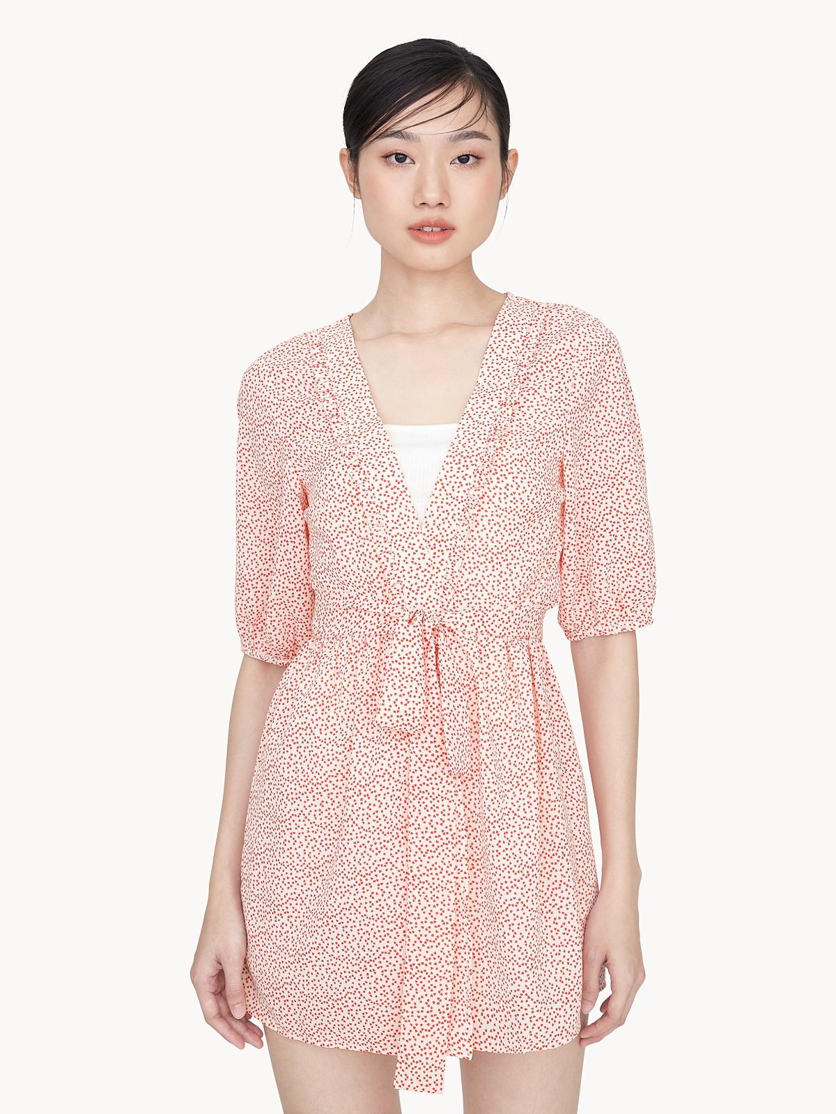 Puffed Sleeves Robe Kimono - White