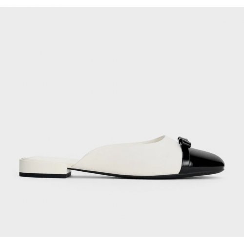  Bow Cap-Toe Mules - White 