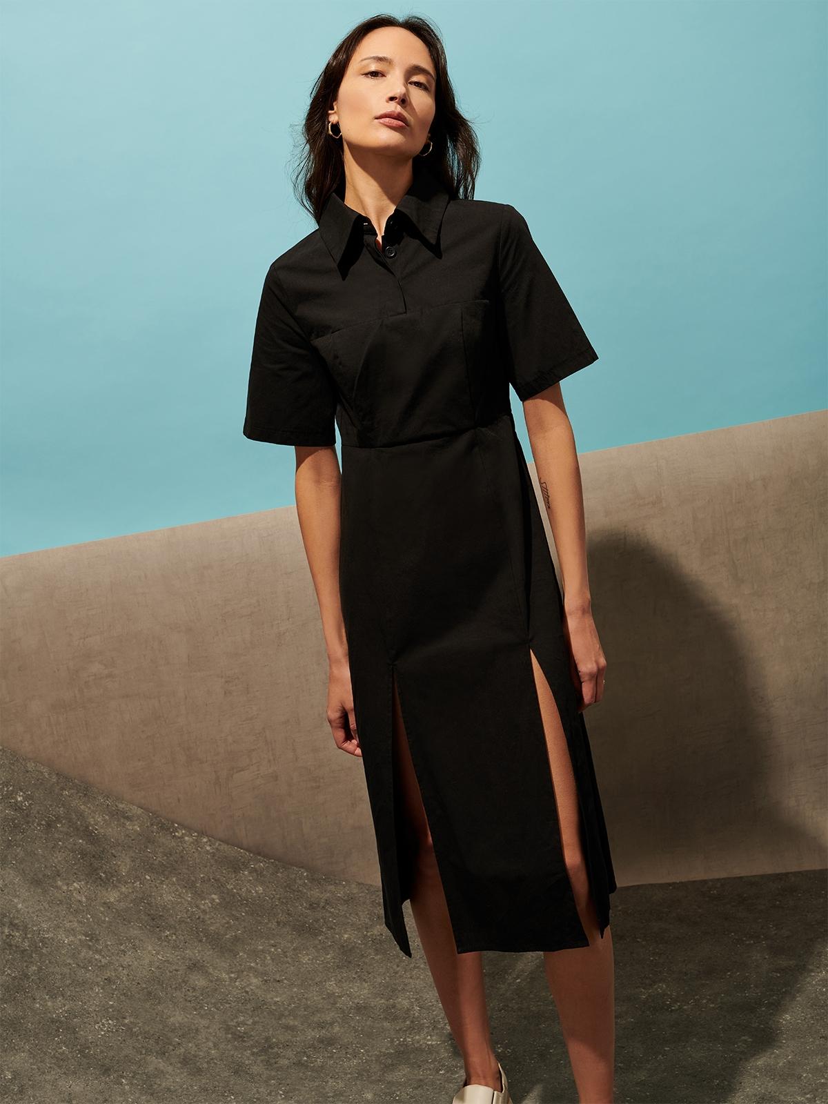 Power Slide Midi Dress - Black