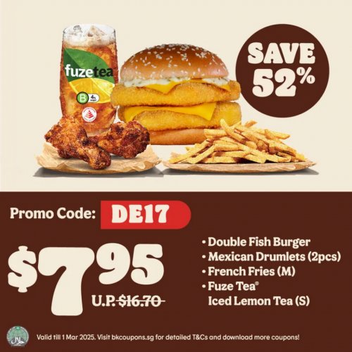 Save 52% on the Double Fish Burger meal!