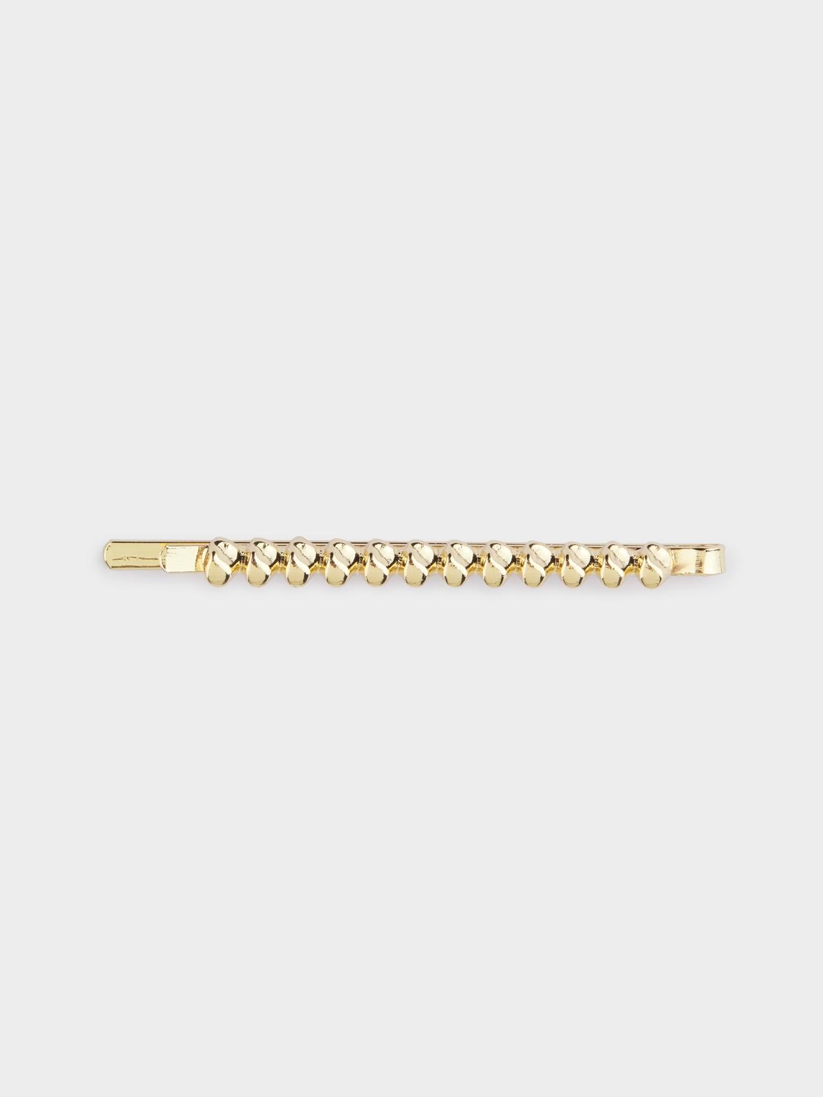 Beaded Detail Metal Hair Pin - Gold