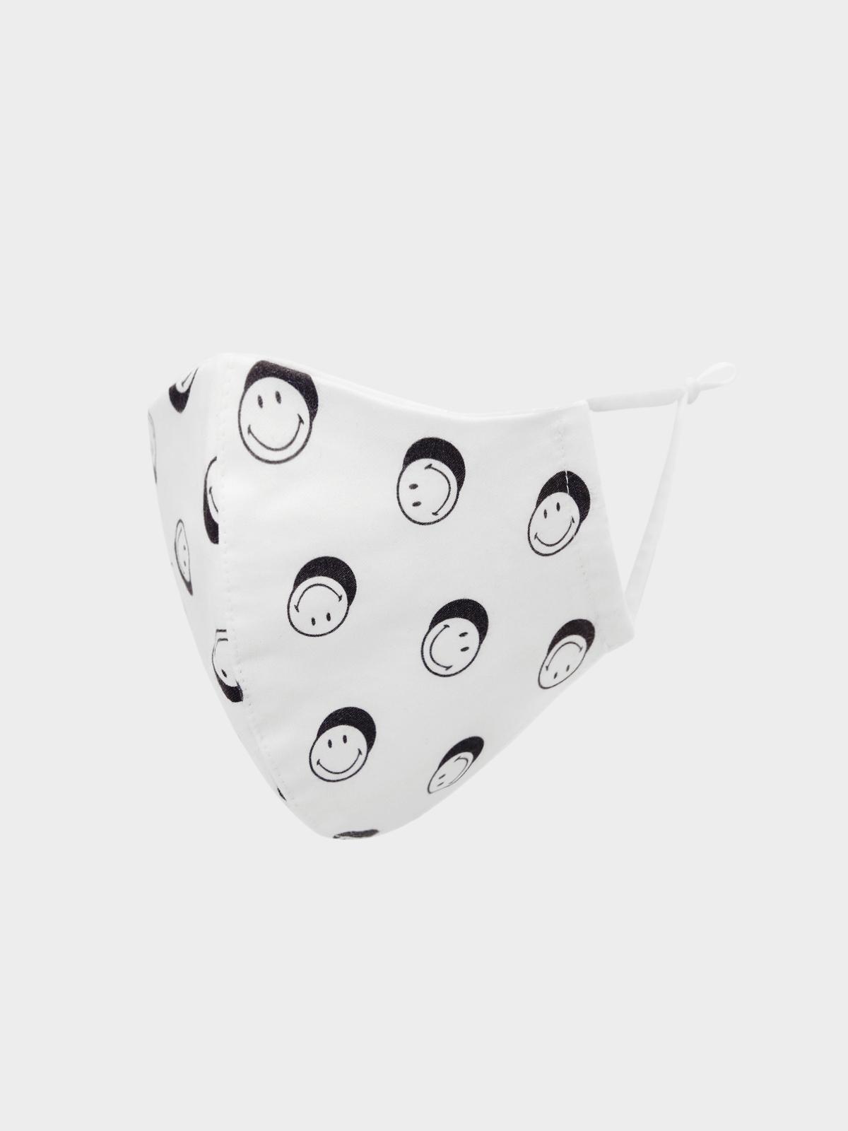 Pomelo X Smiley Smile Polka Dot Mask - White
