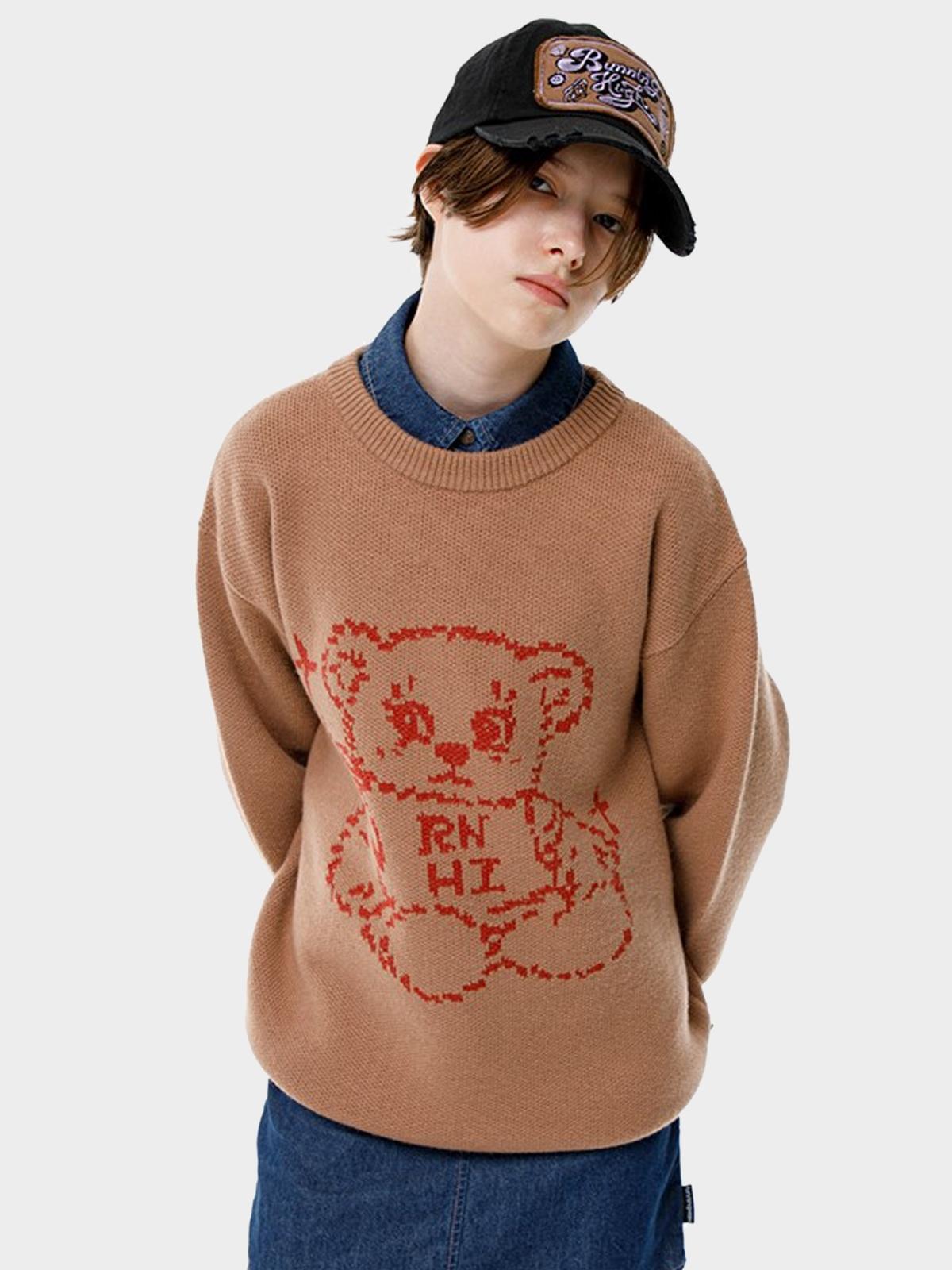 Running High x Teddy Bear Wool Knit Pullover - Brown
