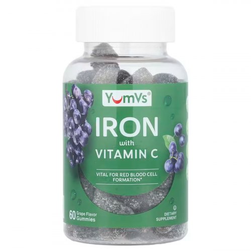  YumVs, Iron with Vitamin C Gummies, Grape, 60 Gummies 