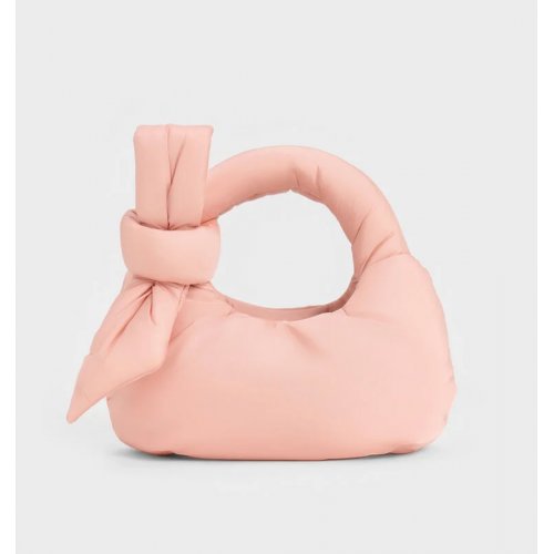 Delilah Nylon Bow Puffy Bag - Pink