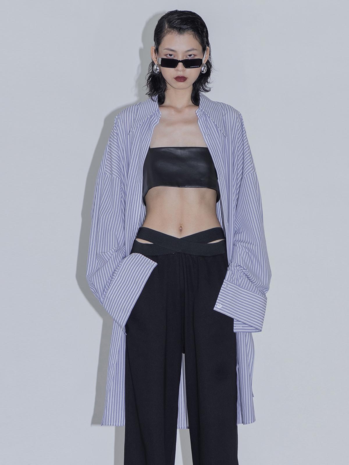 Blue And White Striped Shirt Dress - White/Blue