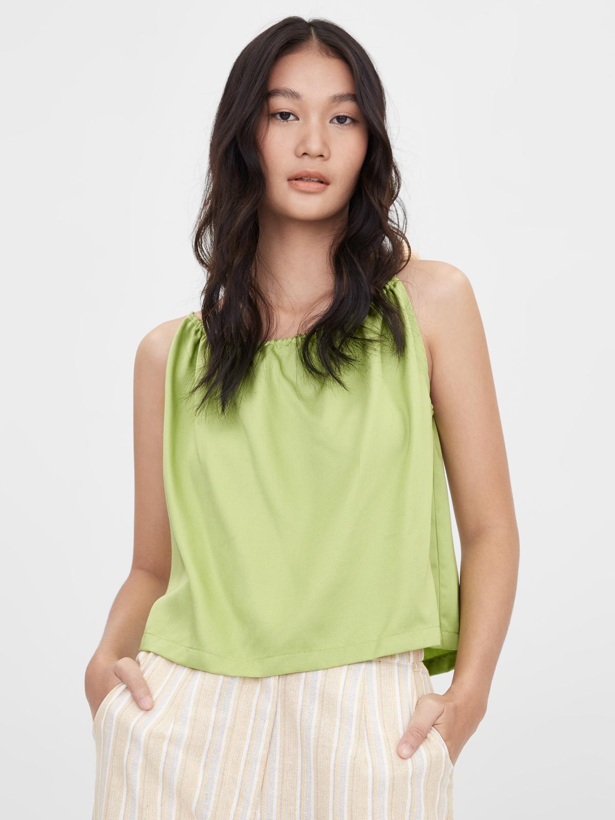 Sustainable Purpose Wood Bead Strap Tank - Green