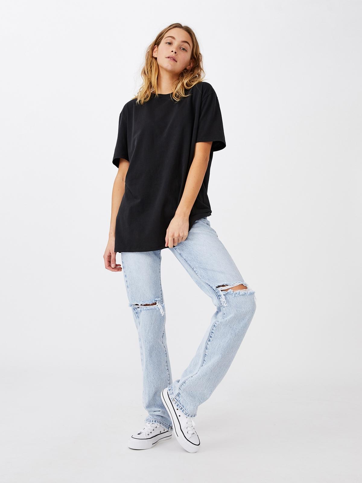 The Oversized Dad Tee - Washed Black