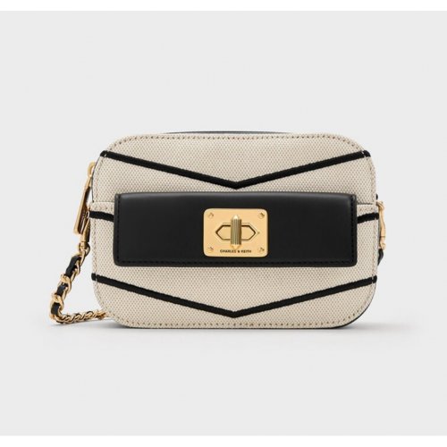 Eleni Canvas Chevron Zip Crossbody Bag - Multi