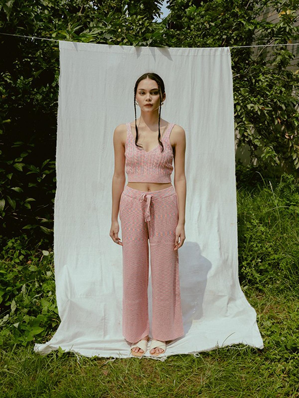 Long Knit Pants - Candy Pink