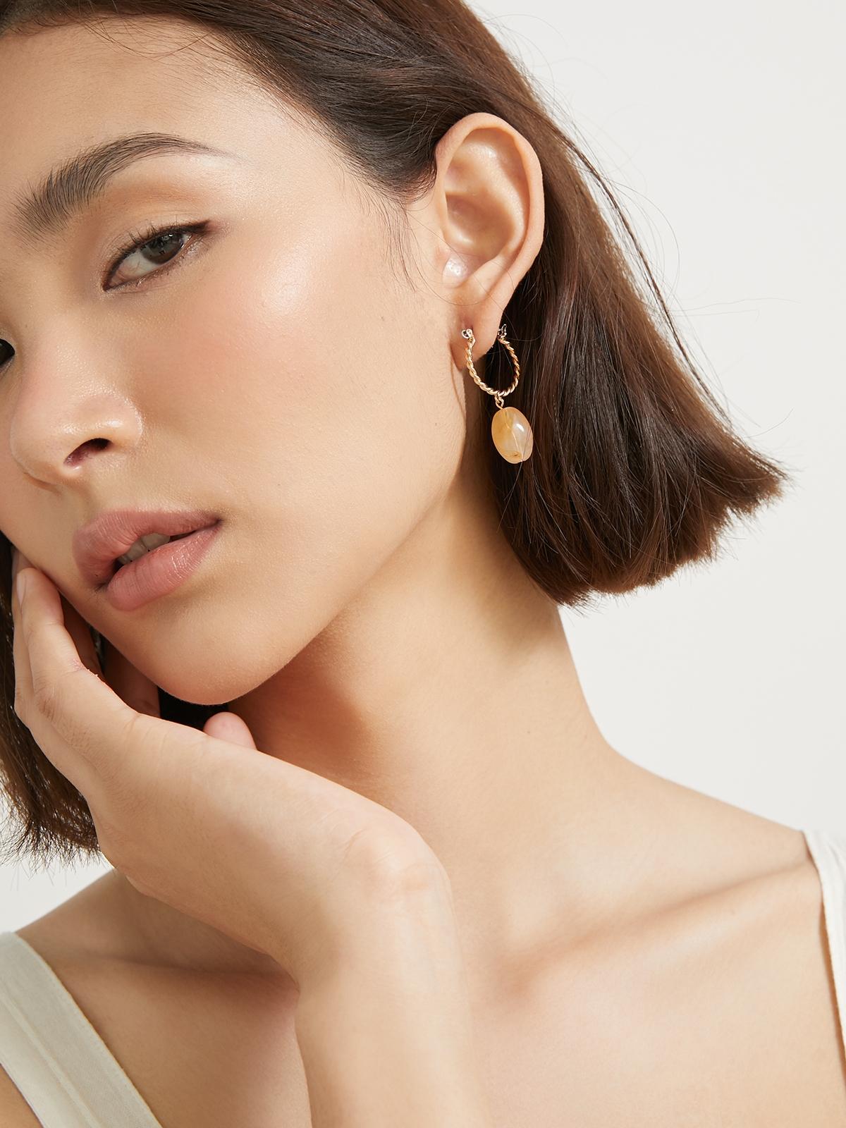 Set Of 2 Hoop Earrings - Orange