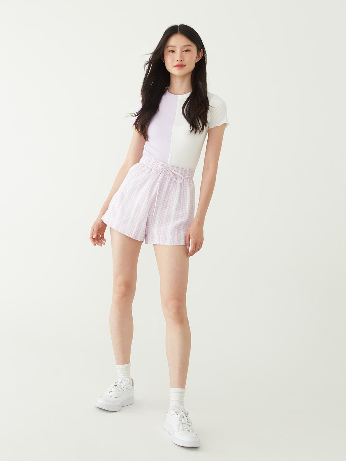Tartan Printed Shorts - Lavender