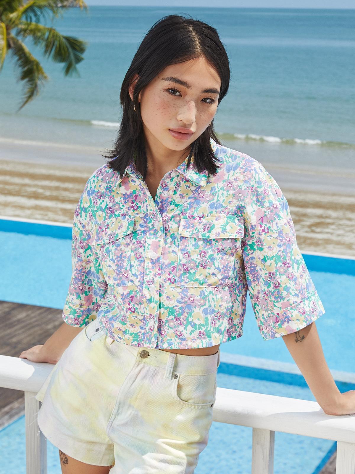 Floral Printed Crop Top - Multi Color