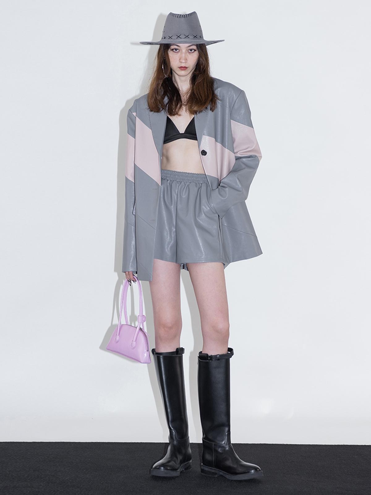 Leather Shorts - Grey