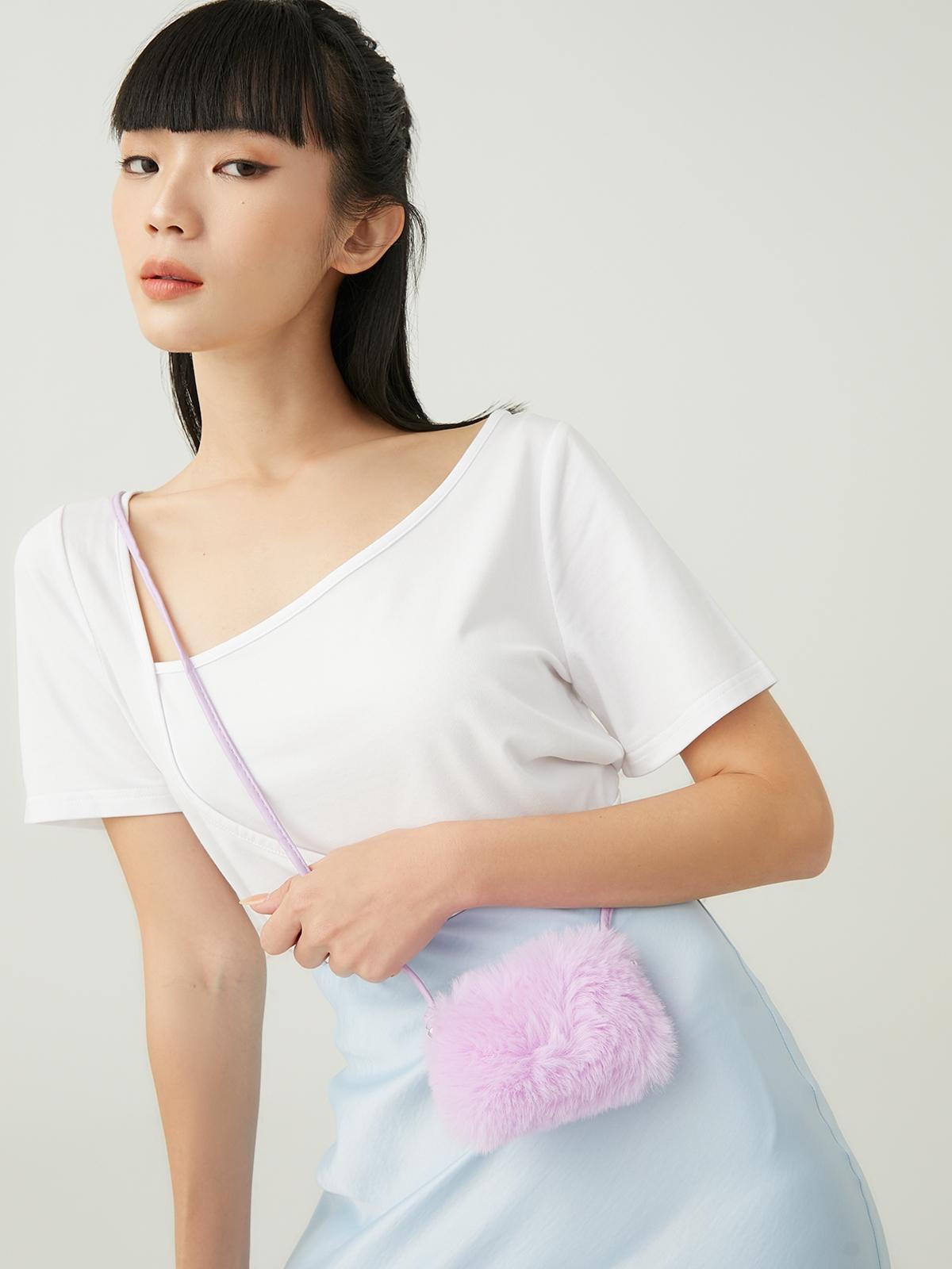 Mini Fluffy Crossbody Bag - Purple