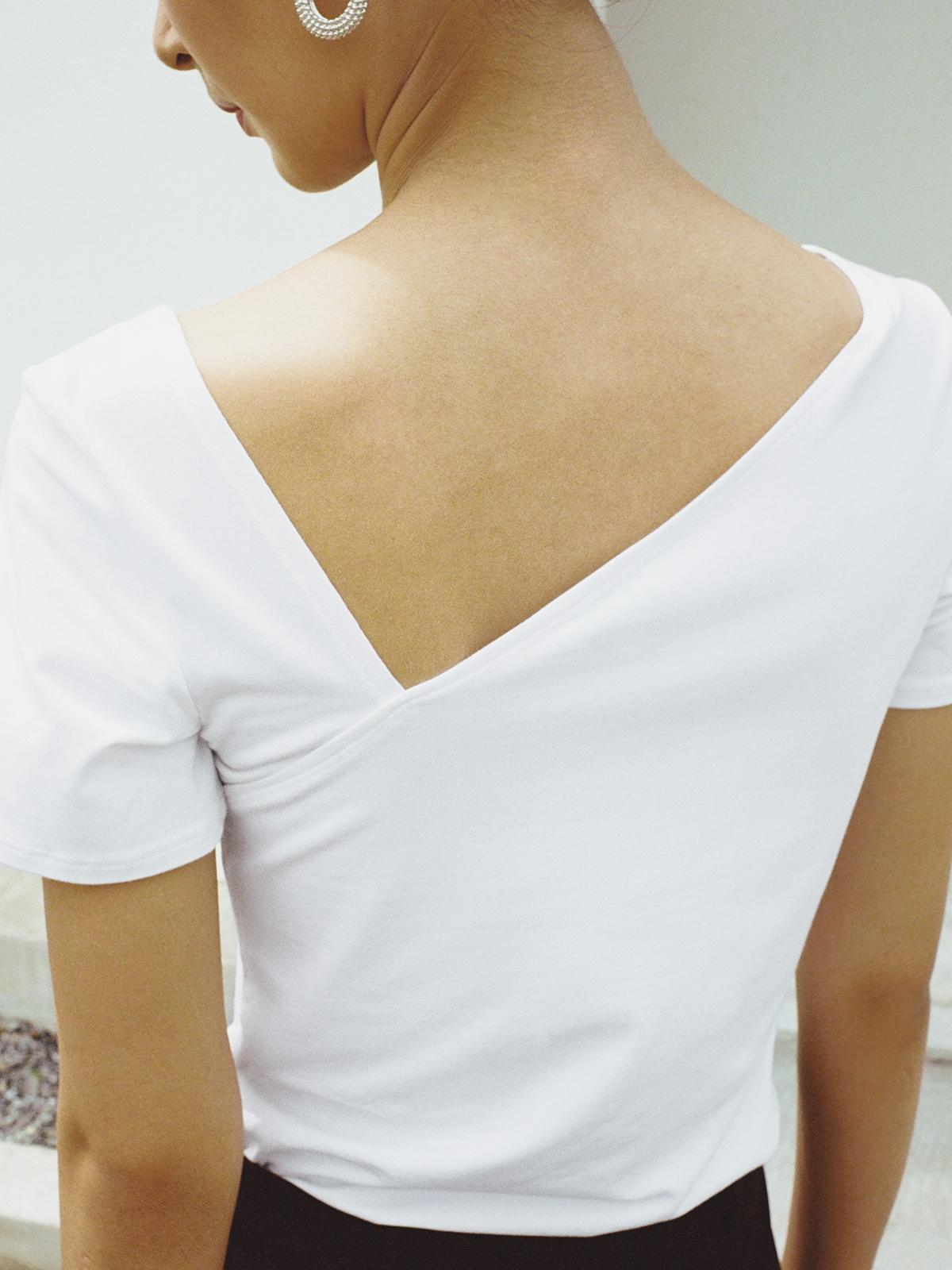 Sustainable Asymmetric Cut Out Top - White