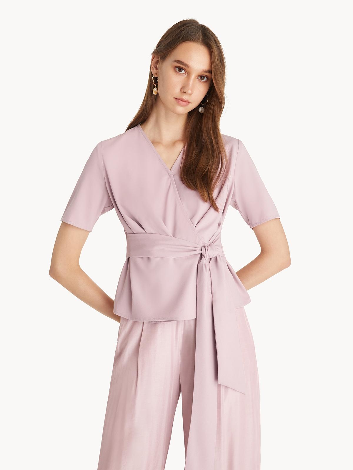 Loose Kimono Wrap Top - Pink